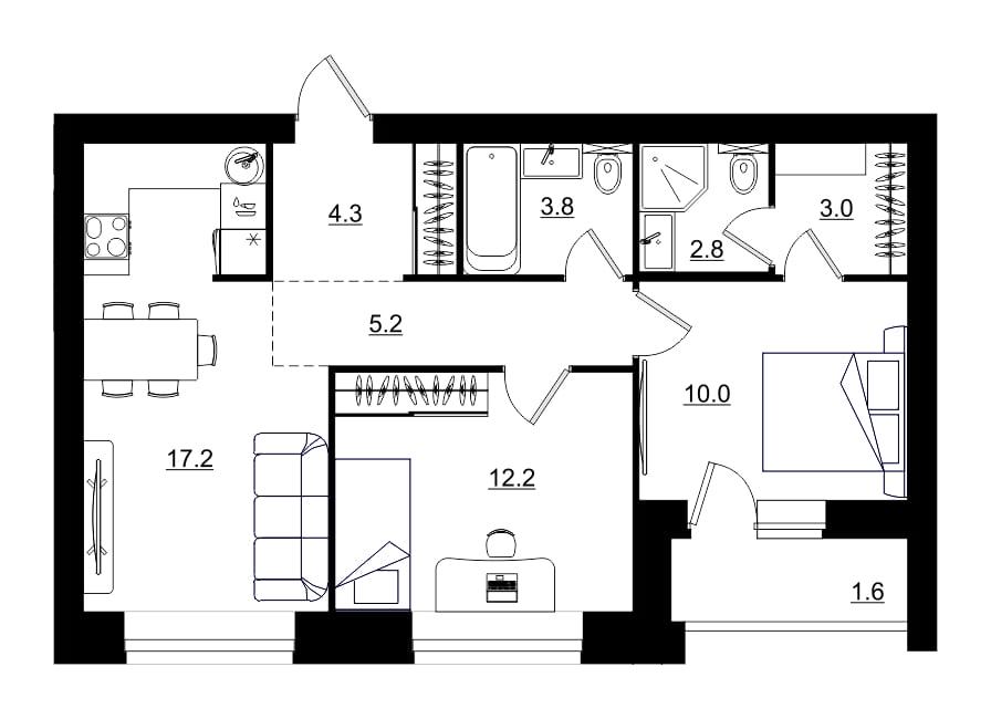 планировка квартиры 60 м2